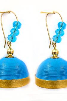 Blue crystal jhumkas