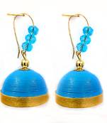 Blue crystal jhumkas