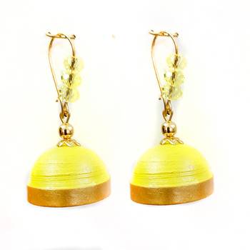 Yellow crystal jhumkas 1