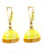 Yellow crystal jhumkas