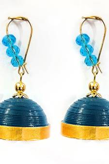 Blue crystal jhumkas