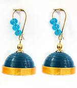 Blue crystal jhumkas