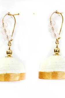 White crystal jhumkas