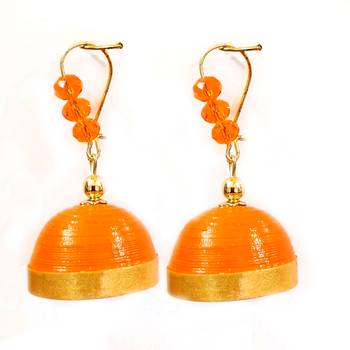 Orange crystal jhumkas 1