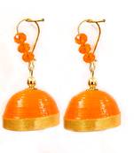 Orange crystal jhumkas