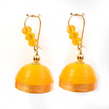 Yellow crystal jhumkas 1
