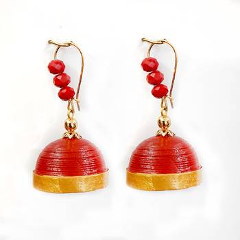 Red crystal jhumkas 1