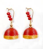 Red crystal jhumkas