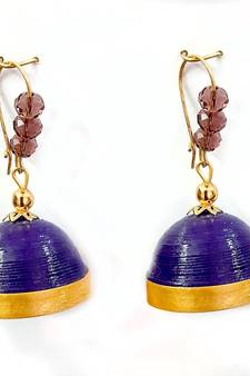 Purple crystal jhumkas