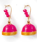 Pink crystal jhumkas