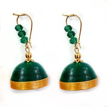 Green crystal jhumkas 1