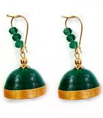 Green crystal jhumkas