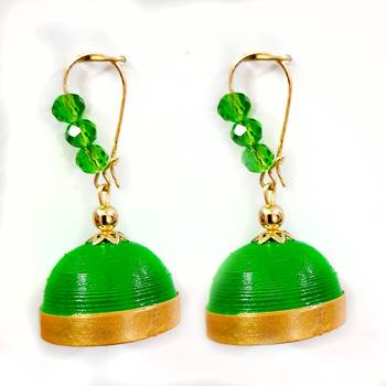 Green crystal jhumkas 1