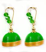 Green crystal jhumkas