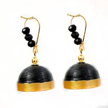 Black crystal jhumkas 1