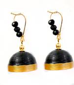 Black crystal jhumkas