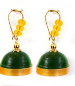 Green crystal jhumkas