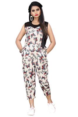 White printed crepe long-dresses
 1