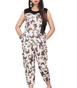 White printed crepe long-dresses
