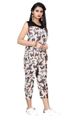 White printed crepe long-dresses
 2
