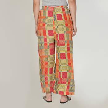 Fabclub Women Rayon Checkered Printed Designer Free Size Palazzo (Multicolor) 4