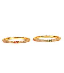 Gold Plated Stone Studded Set of Two Bangles
