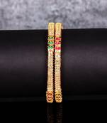 Gold Plated Stone Studded Set of Two Bangles