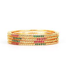 Gold Plated Stone Studded Set of Four Bangles