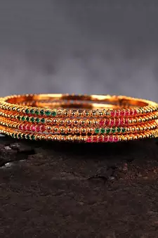 Gold Plated Stone Studded Set of Four Bangles