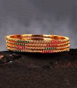 Gold Plated Stone Studded Set of Four Bangles