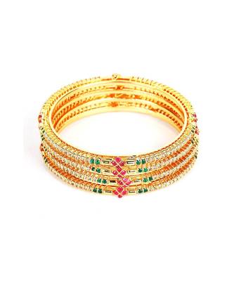 Gold Plated Stone Studded Set of Four Bangles 2