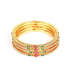 Gold Plated Stone Studded Set of Four Bangles
