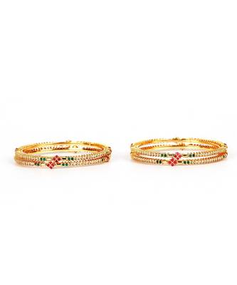Gold Plated Stone Studded Set of Four Bangles 4