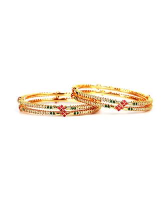 Gold Plated Stone Studded Set of Four Bangles 5