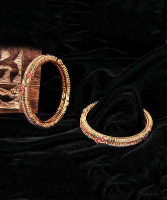 Gold Plated Stone Studded Set of Four Bangles 7