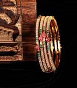 Gold Plated Stone Studded Set of Four Bangles