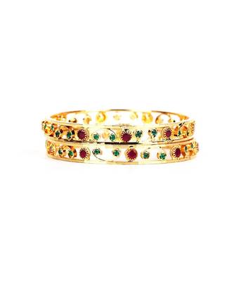 Gold Plated Stone Studded Set of Two Bangles 2