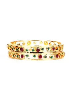 Gold Plated Stone Studded Set of Two Bangles