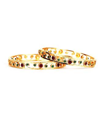 Gold Plated Stone Studded Set of Two Bangles 3