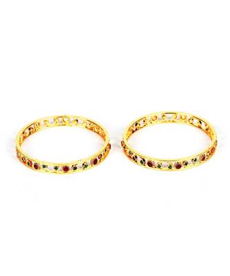 Gold Plated Stone Studded Set of Two Bangles 4