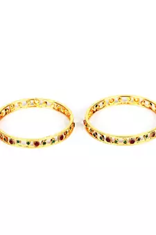 Gold Plated Stone Studded Set of Two Bangles