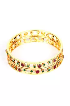 Gold Plated Stone Studded Set of Two Bangles