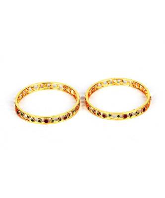 Gold Plated Stone Studded Set of Two Bangles 6