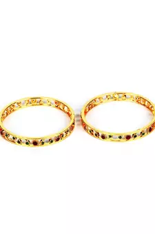 Gold Plated Stone Studded Set of Two Bangles