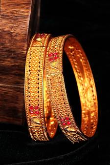 Gold Plated Set of Two Bangles