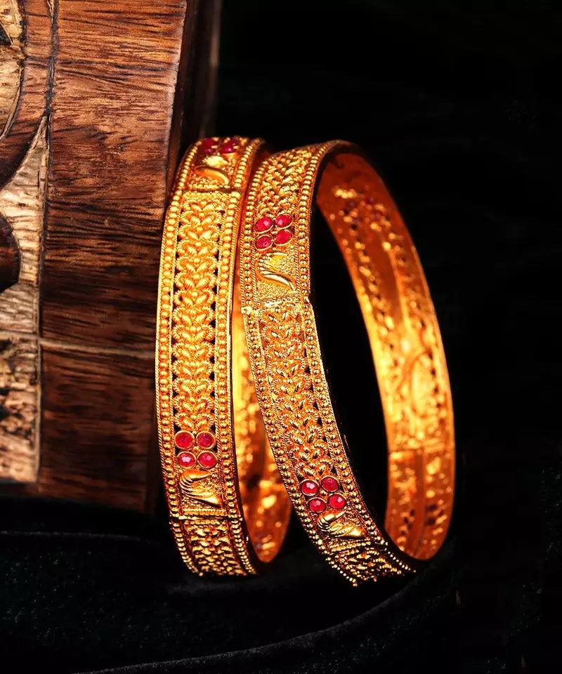 Gold Plated Set of Two Bangles