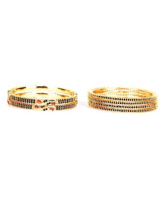 Gold Plated Stone Studded Set of Six Bangles 3