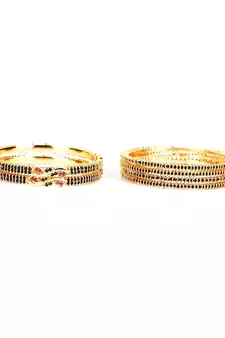 Gold Plated Stone Studded Set of Six Bangles