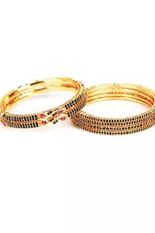 Gold Plated Stone Studded Set of Six Bangles