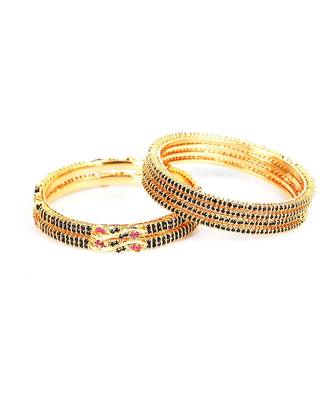 Gold Plated Stone Studded Set of Six Bangles 5